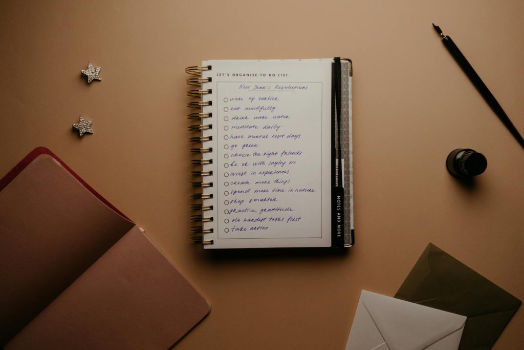 white notebook on the table