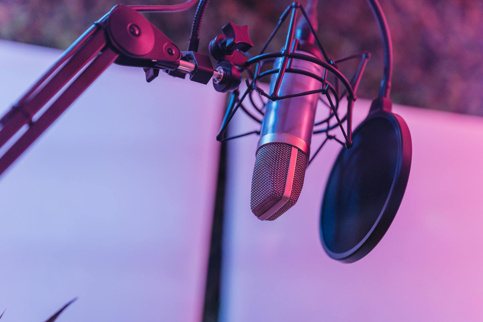 close up of professional microphone equipment in studio