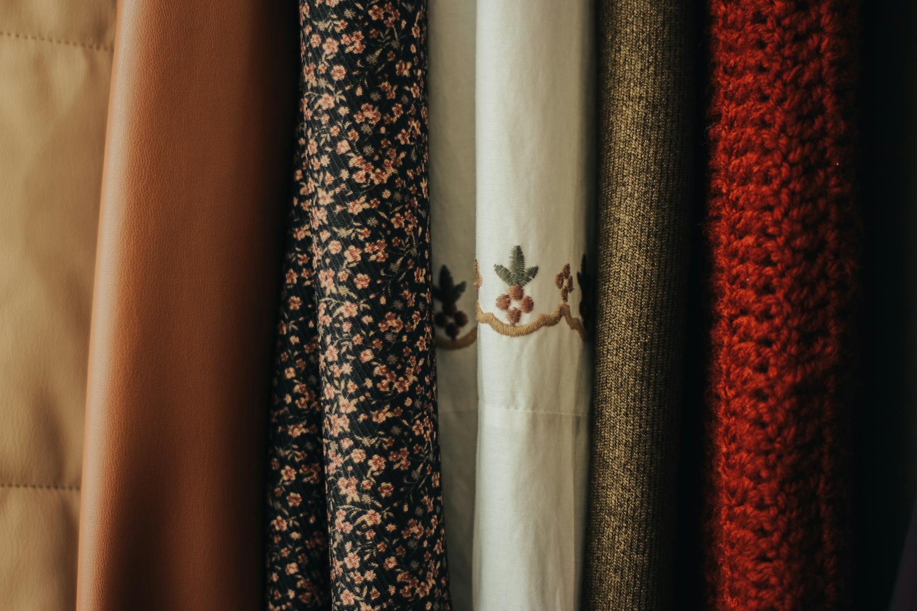 close up of clothes in a wardrobe