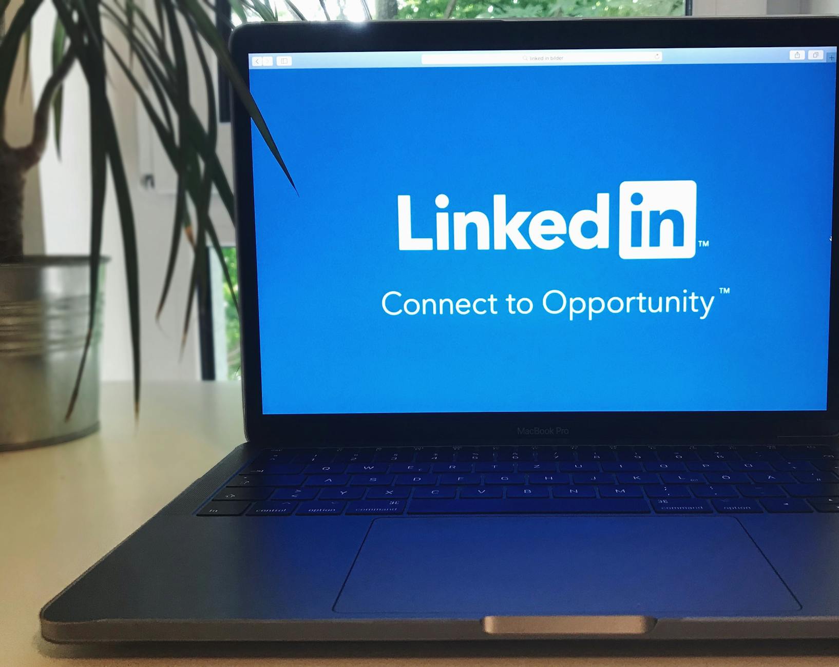 linkedin logo on laptop screen